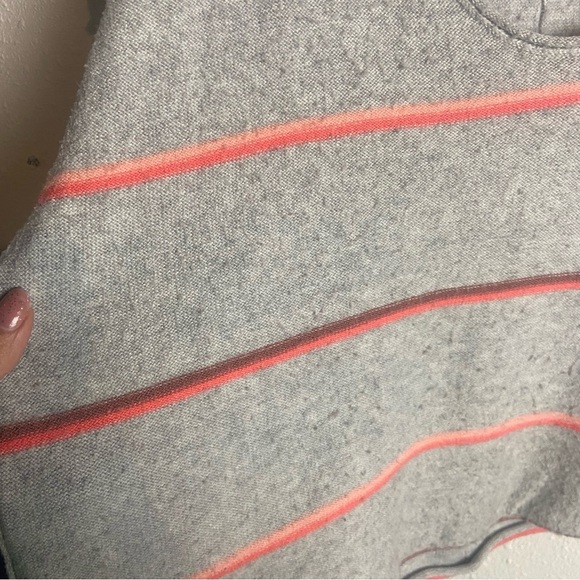 Free People Size Small Make You Mine Gray Striped Pullover Sweater Oversized - Picture 7 of 7